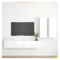 VidaXL 4-tlg. TV-Schrank-Set Hochglanz-Weiß Holzwerkstoff