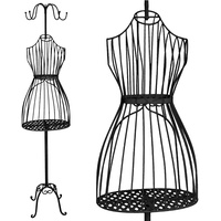 PrimoLiving Metall Schneiderpuppe Cleo in Antikweiß - Mit Garderobenhaken und Stauraum – Vintage-Kleiderpuppe - ideal als weibliche Schaufensterpuppe oder Kleiderständer - P-14141