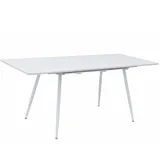 Trisens Esstisch Mateo ausziehbar 140-180 x 80 cm 6-10 Personen Küchentisch Metallgestell für Küche, Esszimmer Holz Optik,Farbe:Weiß - Weiß