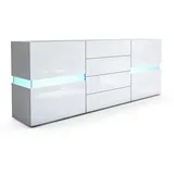 Vladon Sideboard 177 x 75 x 39 cm Weiß Hochglanz