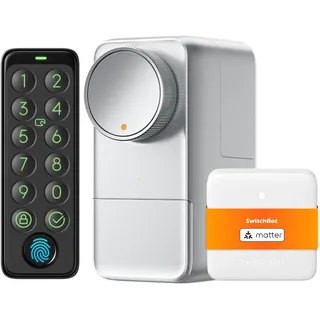 SwitchBot WLAN Smart Lock Pro mit Touchscreen-Tastatur, Türriegelschlösser, Smartes Türschloss, Elektronisches Türschloss, Türöffner per App, Fingerprint, Code, Alexa, Google, unterstützt Matter