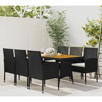 vidaXL 7-tlg. Garten-Essgruppe Poly Rattan Schwarz