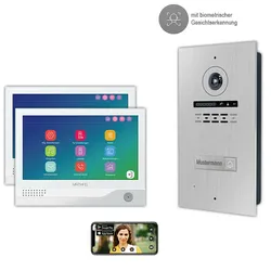 1 Familienhaus mit Gesichtserkennung, 7zoll Monitor, 2 Draht BUS WLAN Video-Türsprechanlage, 2 Megapixel HD Kamera, 170 Grad Weitwinkel- Außenstation