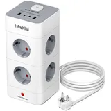 8 Fach Mehrfachsteckdose mit USB C, Steckdosenleiste mit Schalter, Steckerleiste mit 4 USB, Mehrfachstecker 2M Verlängerungskabel Steckdosenturm für Zuhause, Büro (2M)