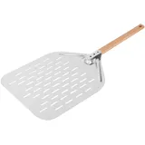 Bigougem Pizzaschieber, 30,5 cm, Pizzaschieber mit großer Oberfläche und abnehmbarem Holzgriff für hausgemachte Pizzas, hohles Edelstahl-Metalltablett für Gebäck, Teig, Brot und Kuchen, 1 Stück