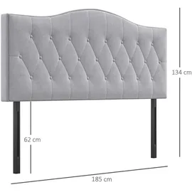 Homcom Kopfteil für Bett gepolstert in grau Pappel Polyester 185 x 8 x 134 cm