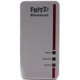 AVM Fritz!Powerline 1260E Single-Adapter, WLAN, international, Erweiterung, PLC, IEEE P1901, 1200 Mbps, integrierte WLAN-AC-Basis, Mesh, 1 Gigabit, Port, 20002824, weiß/rot