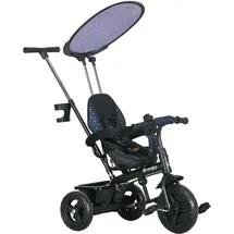 Homcom 6-in-1 Dreirad mit Schubstange ab 9 Monate bis 25 kg Kinderdreirad mit abnehmbarem Sonnendach, Sicherheitsgurt Getränkehalter Korb Laufräder Laufrad für 1-5 Jahre Kinder, Dunkelblau