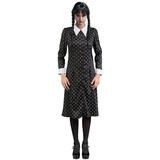 Metamorph Kostüm Wednesday Schulkleid für Frauen, Das gepunktete Alltagskleid im Pilgerstil aus der Netflix-Serie 'Wedne schwarz XS