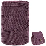 ZHANGXIAOMIN Polyester Garn 3mm X 225m,Makramee Garn 3mm,Makramee Band,Polypropylene Yarn,Geflochten Makramee Schnur Farbig,garn Zum Häkeln Für Stricken,Dekoration DIY Handwerk (Gummi rot)