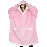 WEITING Kapuzen-Sweatshirt tragbare Decke – weiche Fleece-Kapuzendecke mit Ärmeln – Unisex Warm Wrap Decke werfen Bademantel für Schlafsofa Reise