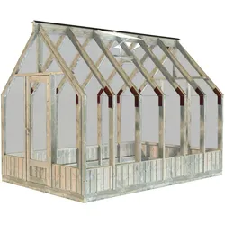 Palmako Gewächshaus / Pavillon / Glashaus Emilia 8,2  m2 - 18 mm Grau kesseldruckimprägniert