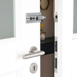 HMF Riegelschloss 3591-02, Türriegel mit 4-stelligem Zahlencode aus Zinklegierung, 12,2 x 4 x 4,8 cm, Schwarz