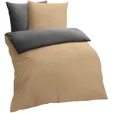 Traumschlaf Melangebiber Meliert Beige-Anthrazit 200 x 200 cm + 2 x 80 x 80 cm