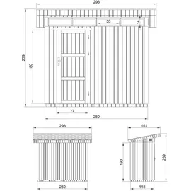 TIMBELA Gartenhaus 1,61 x 2,94 m Tundra Grey