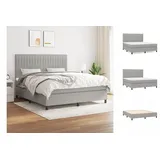 vidaXL Boxspringbett mit Matratze Hellgrau 160x200 cm Stoff