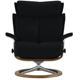 Stressless Relaxsessel mit Hocker Leder 82 x 112 x 78 cm Schwarz