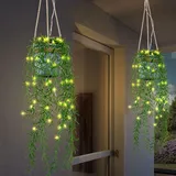 GLOBO 2x LED Solarleuchte, Kunstpflanze, Hanfseil, grün, H 90 cm