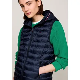 Tommy Hilfiger Damen Weste Padded Global Stripe Vest mit Kapuze, Blau (Desert Sky), XXL - XXL