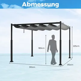 Costway Pergola 3,1 x 3,1 m Grau/Schwarz