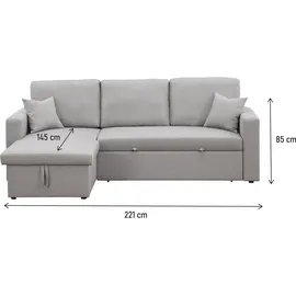 Habitat et Jardin Ecksofa reversibel mit Schlaffunktion und Stauraum 'alain' - Hellgrau