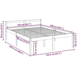 vidaXL Massivholzbett Weiß 150x200 cm 5FT King1137632