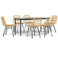 VidaXL 7-tlg. Garten-Essgruppe Poly Rattan