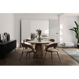 dekori.interiors Dekori_Interiors Esstisch, Schwarz, Holz, Rund, 120x77x220 cm, Esszimmer, Tische, Esstische