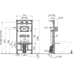 Alcadrain s.r.o. A108F/1100 Montagerahmen mit Kasten für Ausguss, Abfluss DN90/110 und Wandarmatur Anschluss