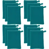 Erwin Müller Waschhandschuh Abschminkhandschuh 12er-Pack, Microfaser, Microfaser Uni grün