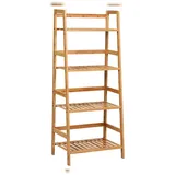 COSTWAY 4-stöckiges Standregal, Bücherregal aus Holz, Leiterregal, Pflanzenregal, Balkonregal