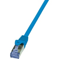 Logilink CQ3016S RJ45 Netzwerkkabel, Patchkabel CAT 6a S/FTP 0.25 m Blau Flammwidrig, mit Rastnasensc