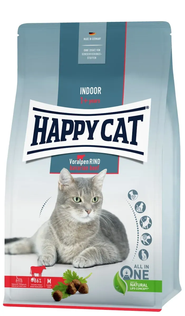 HAPPY CAT Supreme Indoor Adult Voralpen-Rind Katzentrockenfutter 4 Kilogramm