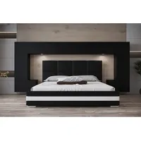 ROYAL24_MARKT Schlafzimmer-Set - Bett mit Panama Schränken, (Komplett Set, 7-St., Panama 6), Eine Note die Eleganz ergänzt. schwarz 323 cm x 167 cm x 35 cm