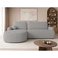MIRJAN24 Ecksofa Loridu Cord, mit Schlaffunktion und Bettkasten, 250x174x90 cm, Rückenlehne in Form beweglicher Kissen grau