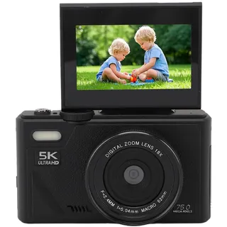 5K-Digitalkamera, 18-Fach Optischer Zoom, 75 MP, Digitale Point-and-Shoot-Kamera, Spiegellose 3-Zoll-Bildschirm-Vlogging-Kamera mit Autofokus für Kinder, Jugendliche, Erwachsene