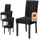 Intirilife 4x Elastischer Stuhlhusse Stuhlüberzug in GEMUSTERT SCHWARZ mit 38 - 45 cm Sitzfläche und 45 - 65 cm Lehnenhöhe
