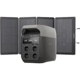 EcoFlow DELTA 3 Tragbare Powerstation mit 220 W Solarpanel, 1 024 kWh Solargenerator, Balkonkraftwerk,Schnelllade-Netzteil für Camping, Wohnmobile, Wohnen und Backup-Leistung