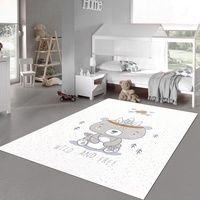 Teppich-Traum Kinderzimmer-Teppich flauschig süßer Bär in Creme braun 120x170 cm