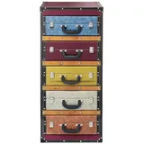 Kobolo Regal Kommode Schrank in Kofferoptik Bunt 5 Fächer 42x30x94 cm, 1 Stück 1-tlg., 42x30x94 cm bunt|rot