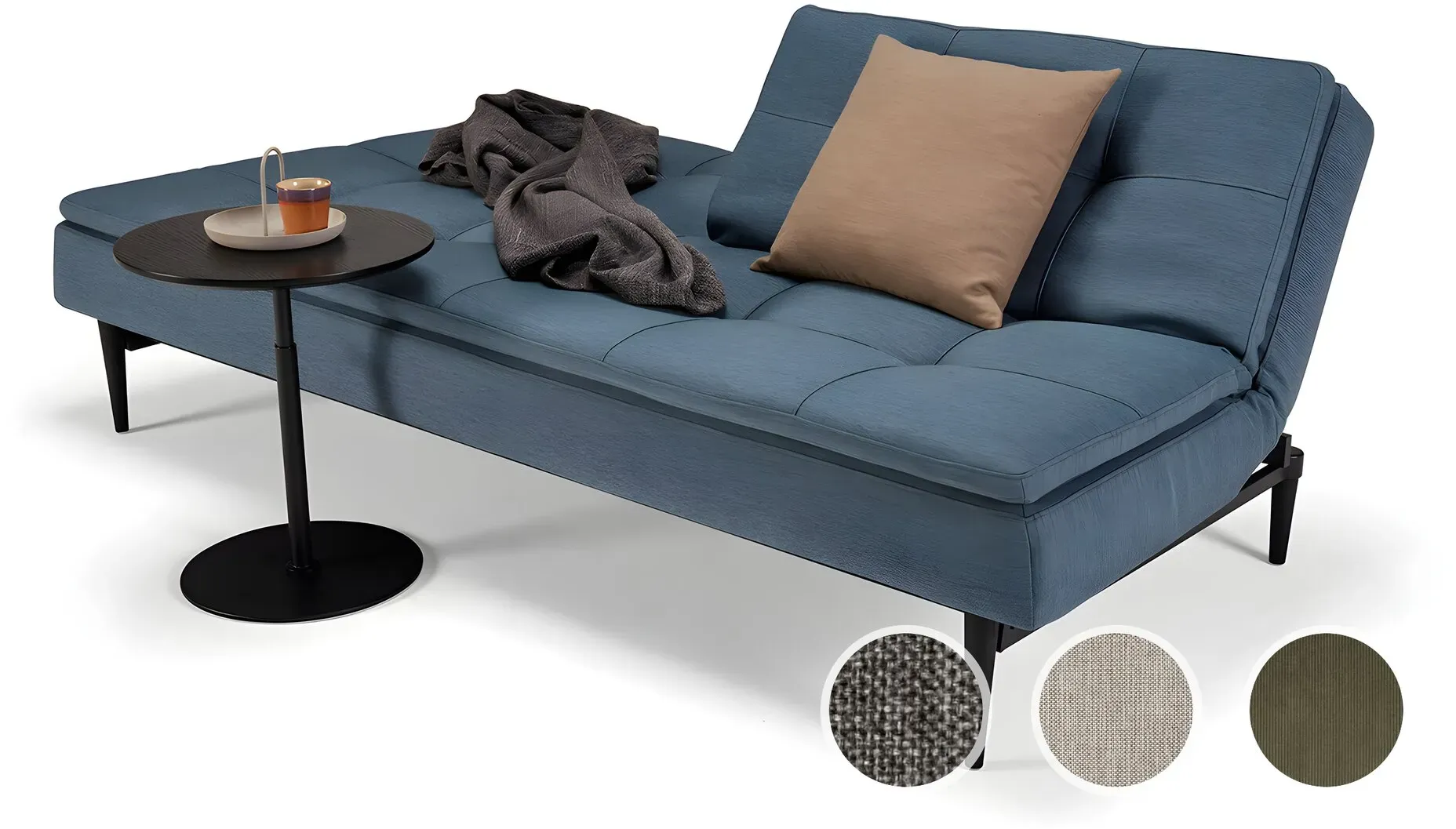 Innovation »Dublexo« Klappsofa Chrom/Matt Schwarz / 563 Twist Charcoal / ohne Armlehne