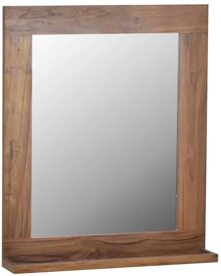 Bad Spiegel mit Ablage Glas, Massivholz Teak