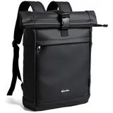 Sylvanthos Wasserdicht Rucksack, Laptop Rolltop Rucksack für Herren & Damen Mit Diebstahlsichere Reißverschluss, Erweiterbar (18-25L) Rolltop Rucksack für Reisen, Arbeit, Schule and Business - Schwarz