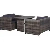 vidaXL Bistro-Set 3-tlg. grau inkl. Auflagen