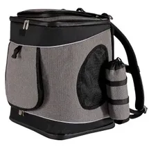 LIONTO Haustier-Rucksack 34 x 30 x 42 cm Grau/Schwarz