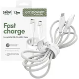 Panzer Glass PanzerGlass empower Racing 240W USB-C to USB-C Kabel USB 2.0 1.2M Silber Weiss