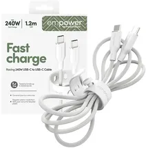 Panzer Glass PanzerGlass empower Racing 240W USB-C to USB-C Kabel USB 2.0 1.2M Silber Weiss