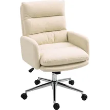 Homcom Bürostuhl Ergonomischer Schreibtischstuhl mit Armlehne, Wolle-Optik, Höhenverstellbarer Drehstuhl mit Wippfunktion, Cremeweiß - Weiß