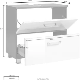 WELLTIME Waschbeckenunterschrank WELLTIME "Ravenna", weiß (weiß, weiß), B:60cm H:59cm T:35cm, Schränke, Waschbeckenunterschrank, Breite 60 cm, mit Soft-Close-Funktion