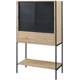 [en.casa] Beistellschrank Tysnes 140x80x40 cm Schwarz/Eiche
